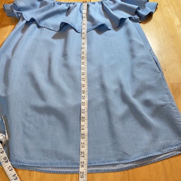 Zara Woman Chambray Ruffle Off Shoulder Mini Dress - Picture 11 of 12